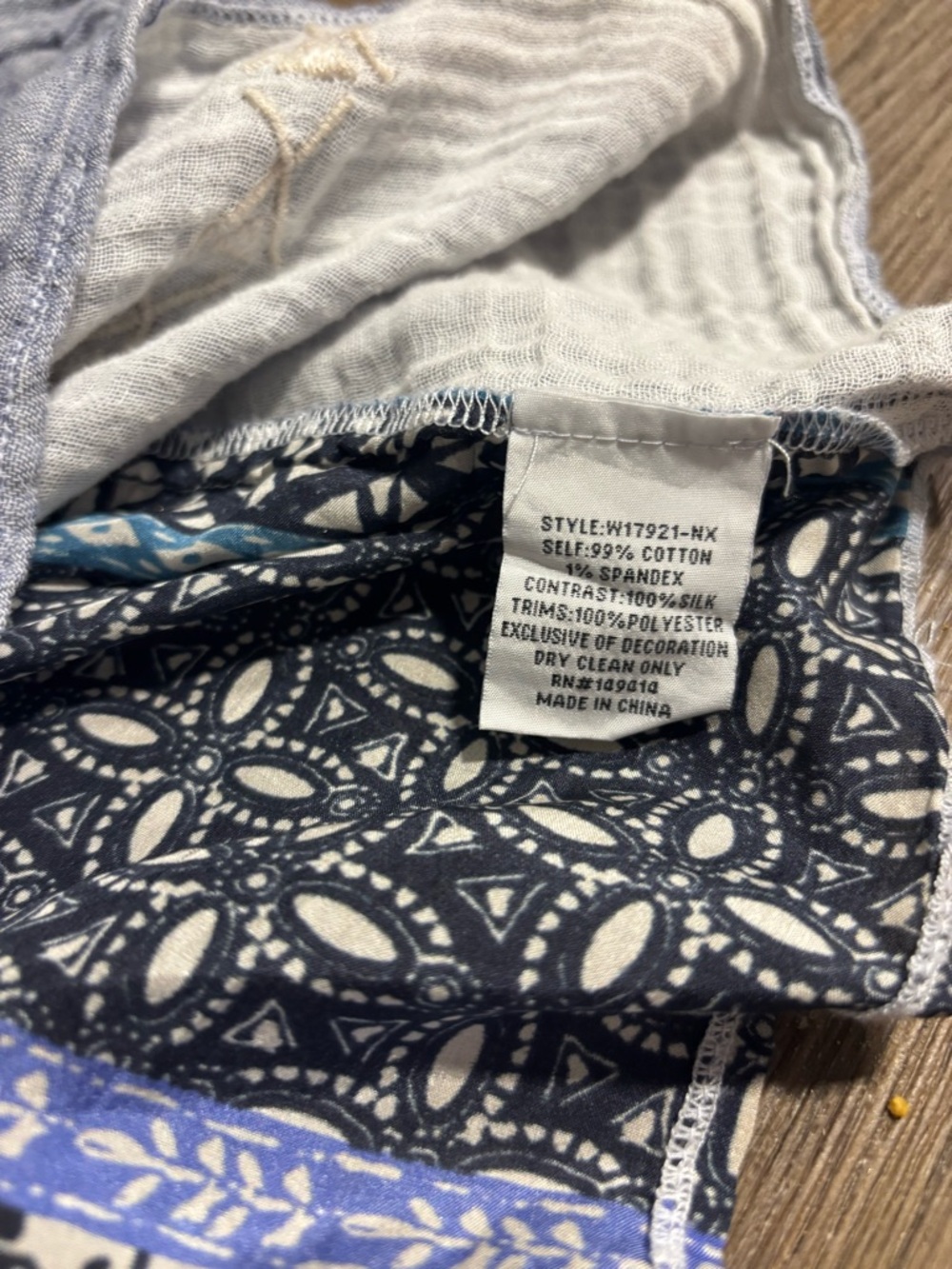 Johnny Was Slate Blue Embroidered Boho Tunic with Floral Detail - Picture 7 of 7